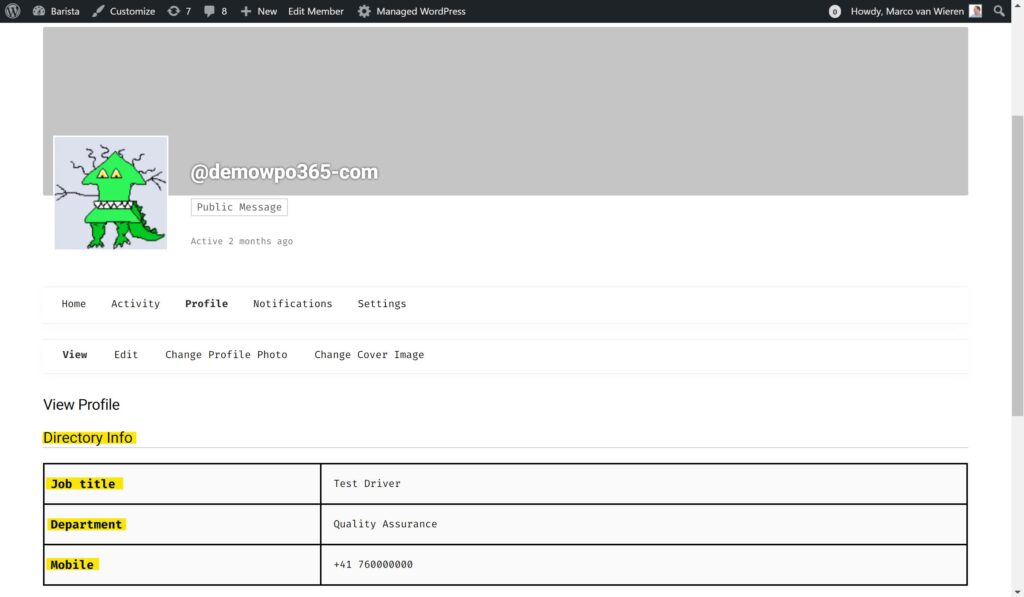 Azure AD user attributes for WordPress and BuddyPress custom user fields