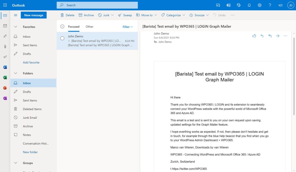 Sending WordPress Email using Microsoft Graph