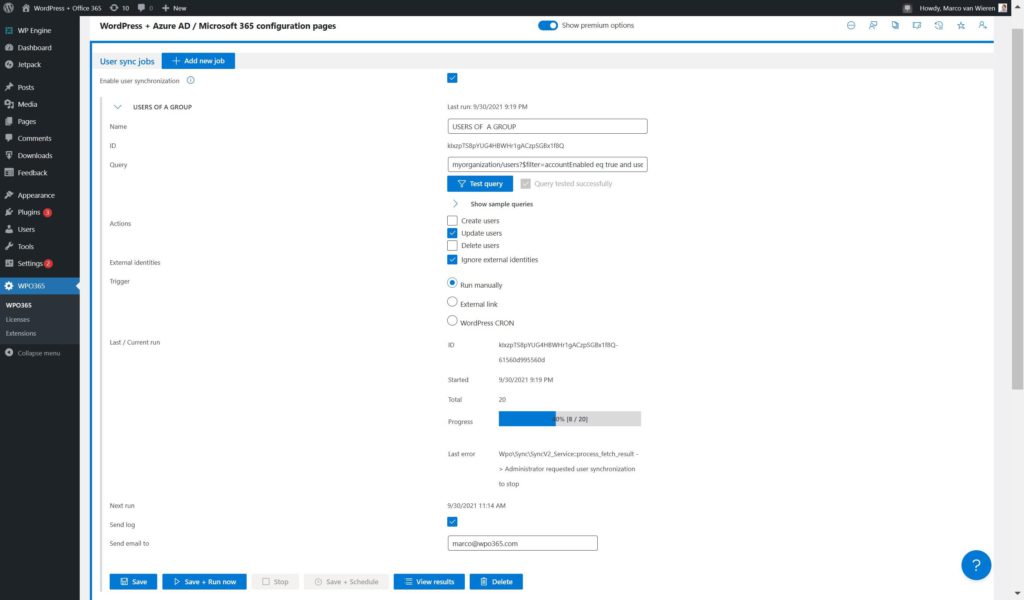 User synchronization from Azure AD to WordPress using Microsoft Graph