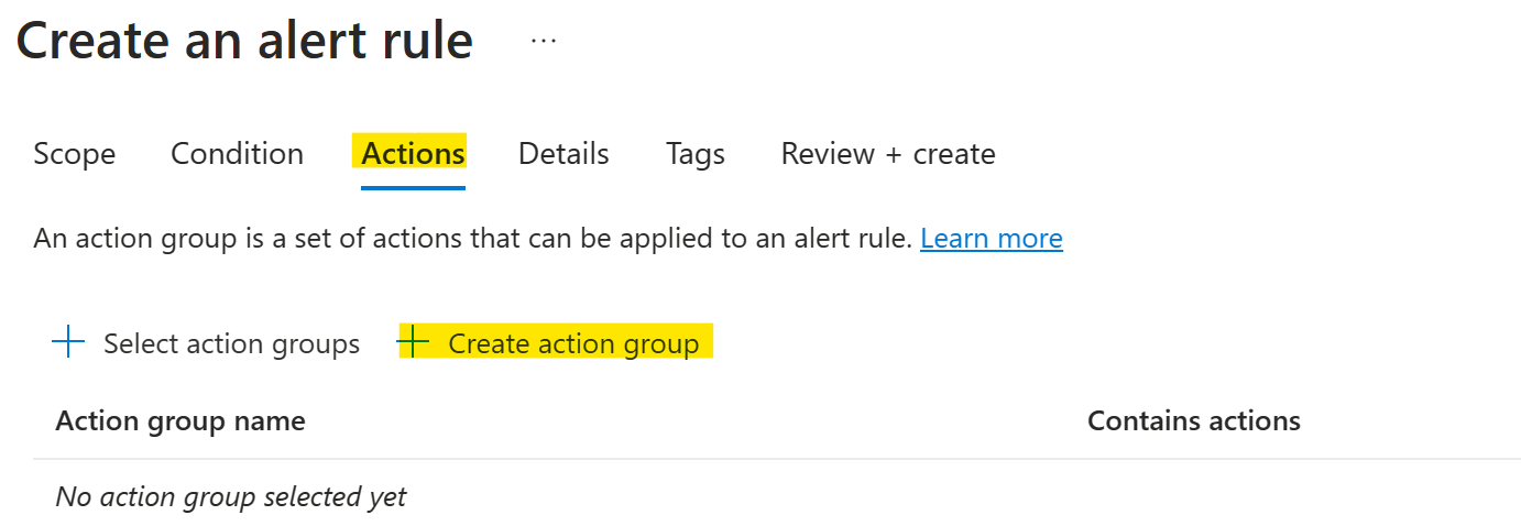 Create a new action group.