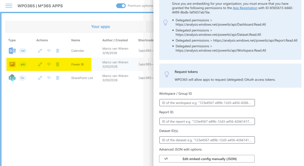 Screenshot of how to Embed Power BI content in WordPress.