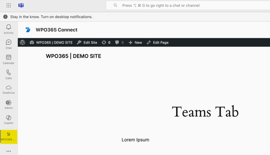 Embed WordPress in a Microsoft Teams App or Tab
